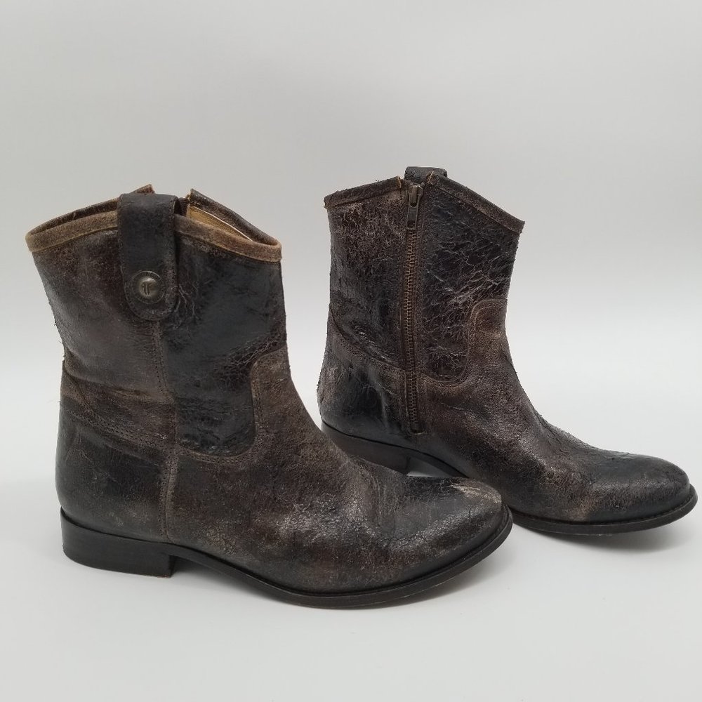 FRYE | Melissa Button Ankle Booties w/ Crackle Leather - 11B